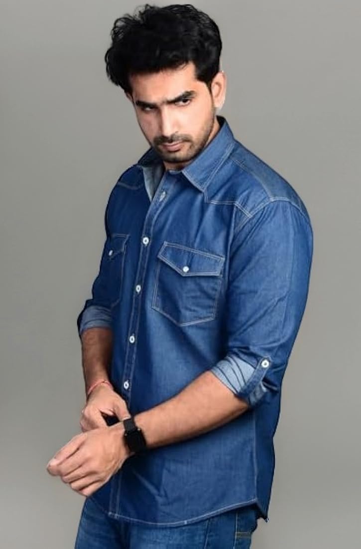 Men Slim Fit Solid Mandarin Collar Casual Shirt