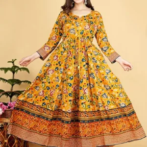 Hustiger Women Rayon Printed Anarkali Kurti| Printed Gown