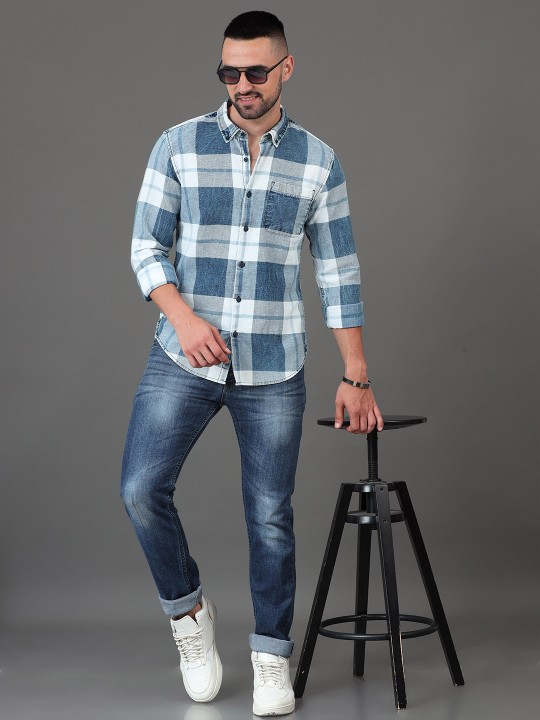Men Regular Fit Checkered Casual Shirt