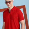 Men Solid Zip Neck Polyester T-Shirt