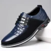 Navy Round Toe Laceup Casual Sneakers For Men
